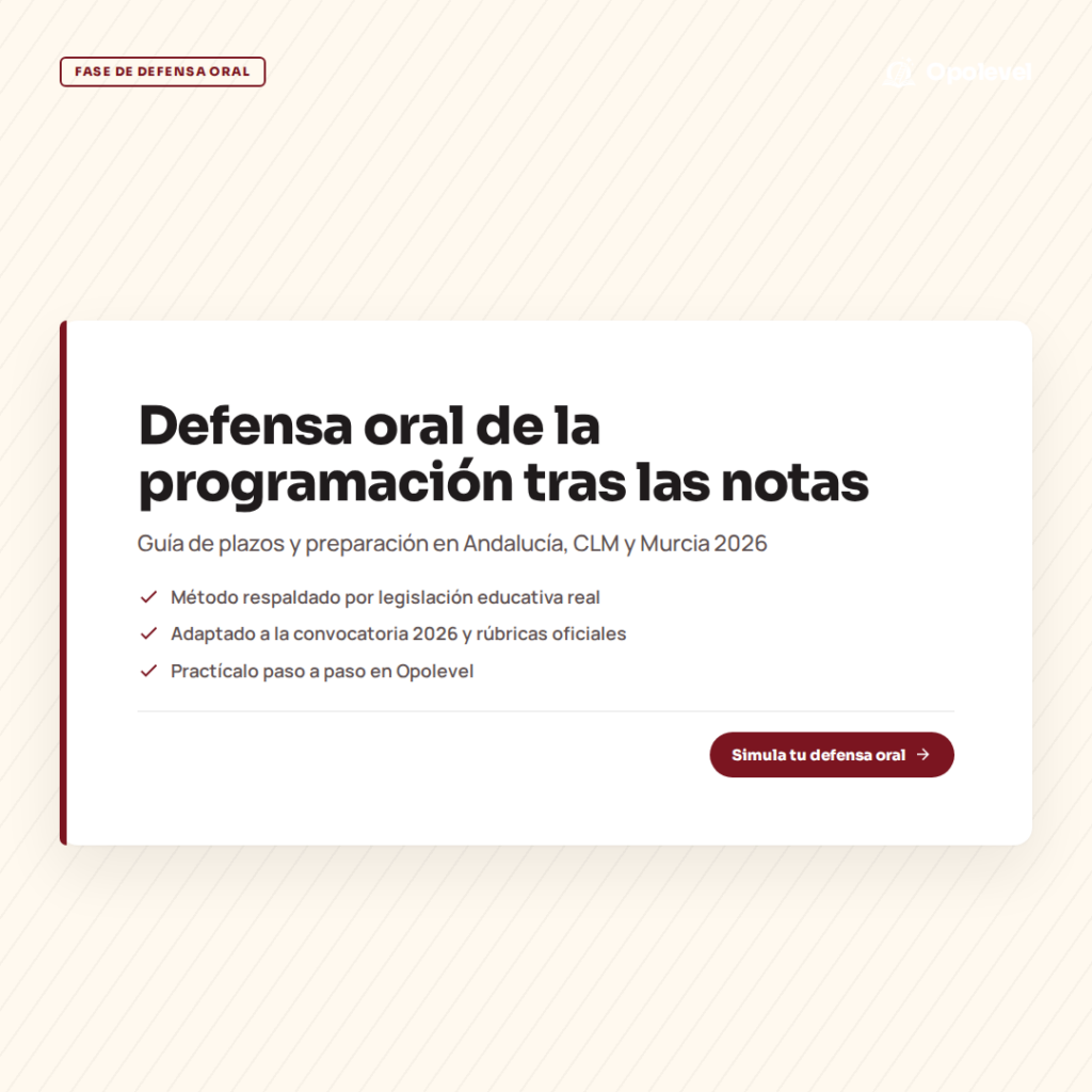 Defensa oral de la programación: cómo prepararte contrarreloj tras las notas de Andalucía, CLM y Murcia