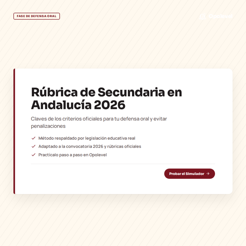 Rúbrica de Oposiciones de Secundaria en Andalucía 2026: Criterios oficiales para la defensa oral y la exposición didáctica