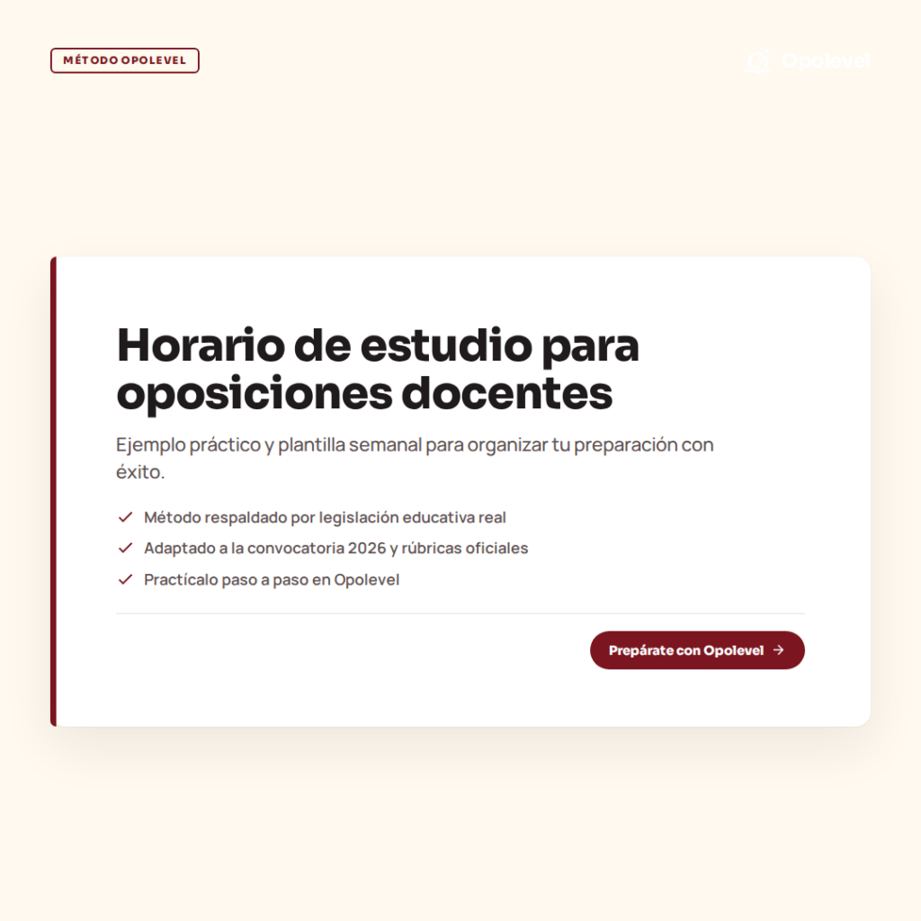 Ejemplo de horario de estudio para oposiciones docentes: Organiza tu semana