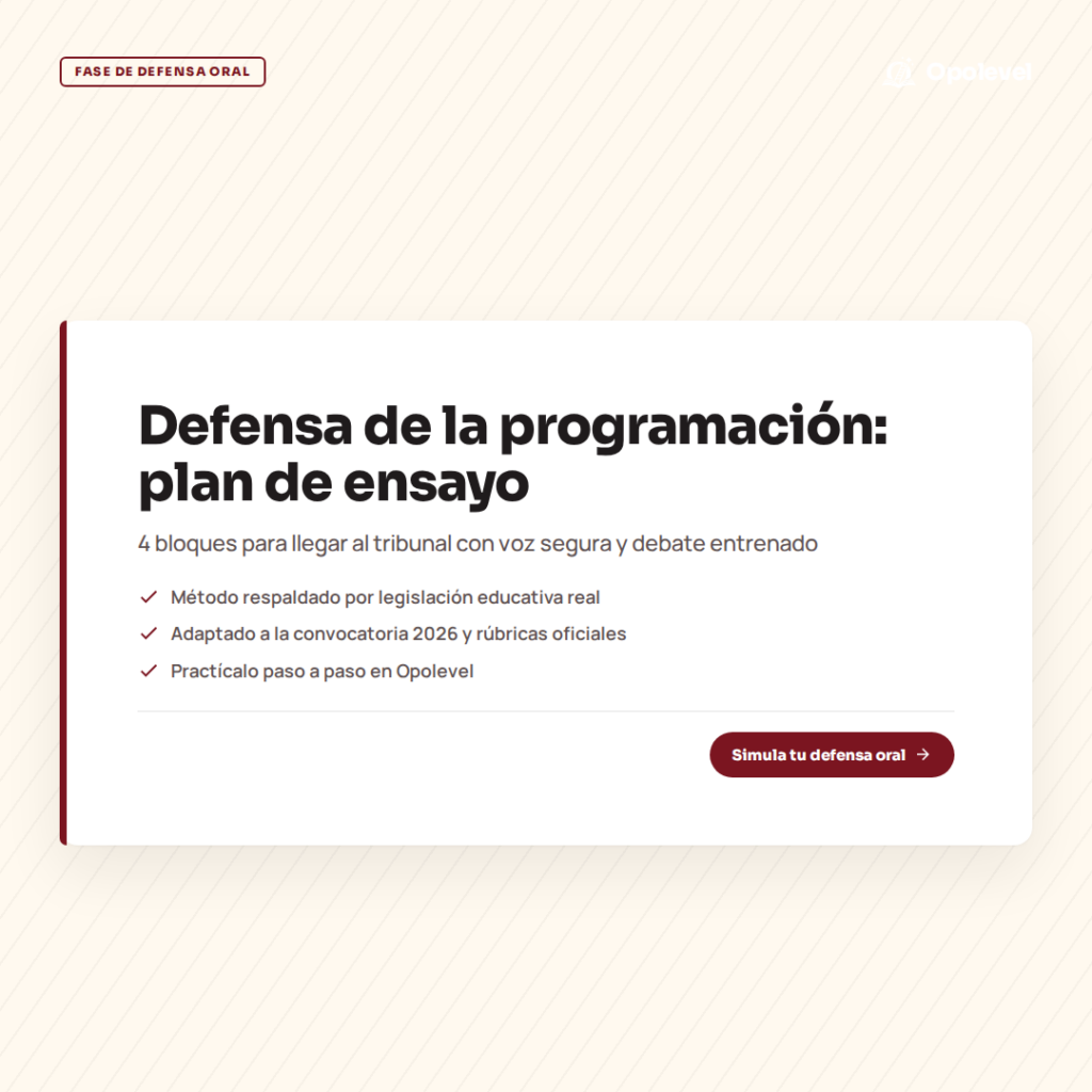 Defensa de la programación: plan de ensayo con simulador de tribunal para exposición y debate