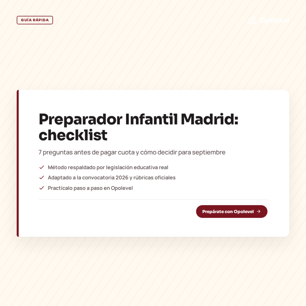 Preparador de oposiciones Infantil en Madrid: checklist antes de contratar
