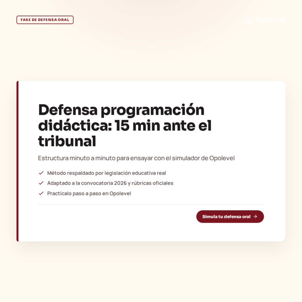 Defensa programación didáctica: estructura minuto a minuto para los 15 minutos ante el tribunal