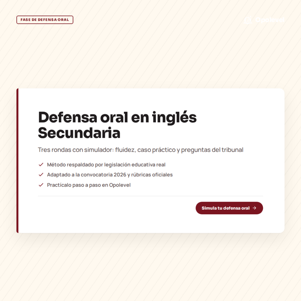 Defensa oral en inglés Secundaria: programación y casos prácticos con simulador