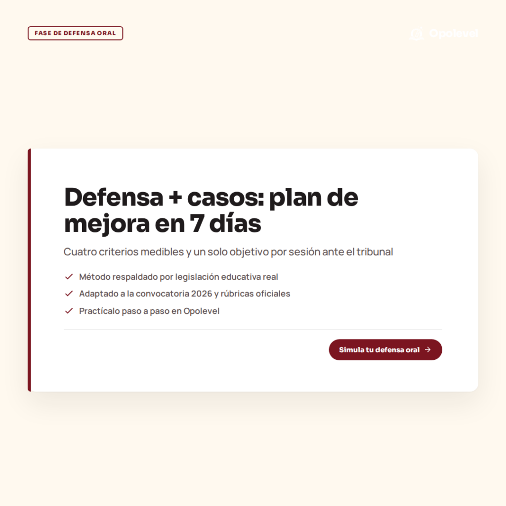 Elaboración y defensa de la programación y casos prácticos: plan de mejora de 7 días
