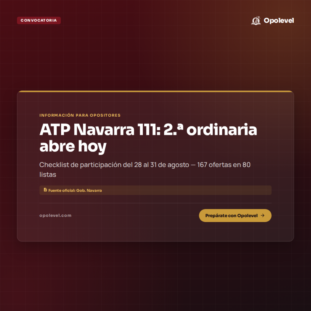 ATP Navarra 111: abre hoy la 2.ª ordinaria — checklist de participación (28–31 ago)
