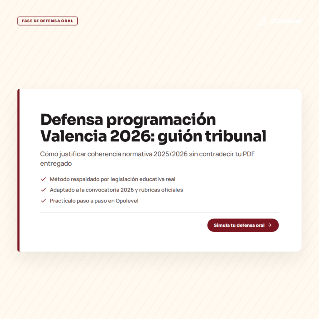 Defensa de la programación Valencia 2026: guión para el tribunal sin mezclar normativas