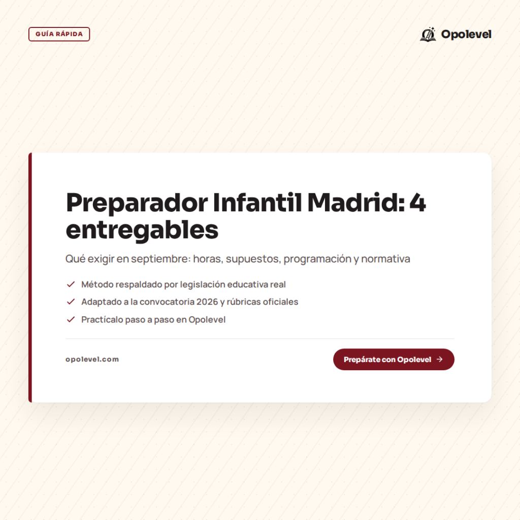 Preparador oposiciones Infantil Madrid: qué debe entregarte en septiembre