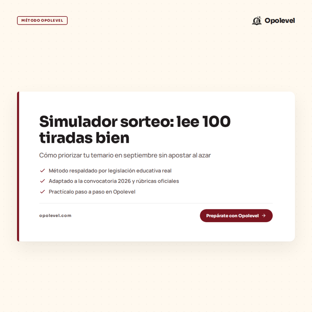 Simulador sorteo oposiciones: cómo leer 100 tiradas y priorizar tu temario en septiembre