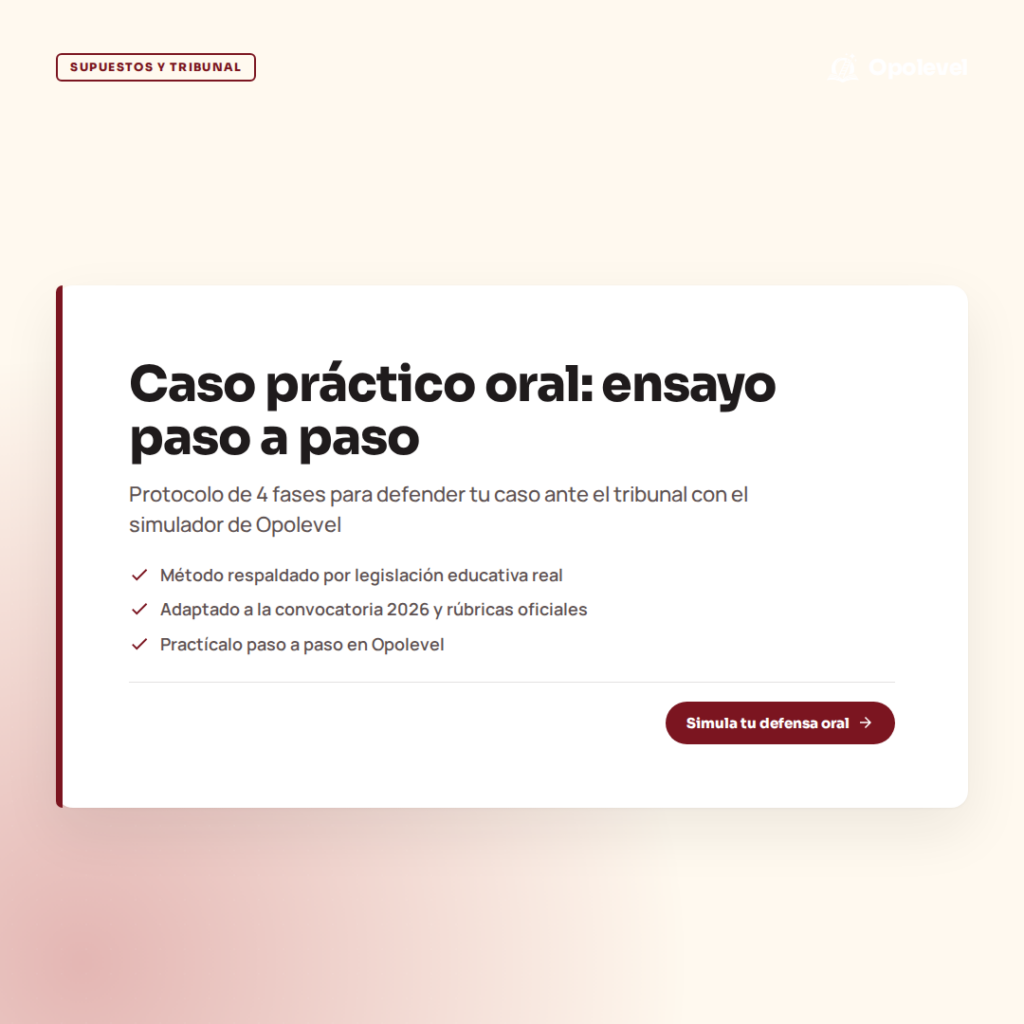 Elaboración y defensa de programación y casos prácticos: ensayo oral paso a paso con simulador