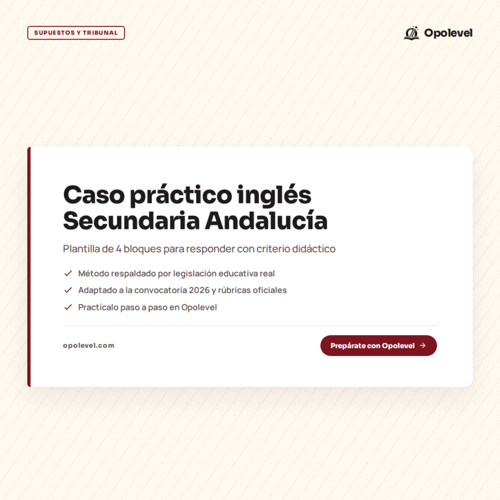 Caso práctico de inglés Secundaria Andalucía: plantilla de 4 bloques para puntuar