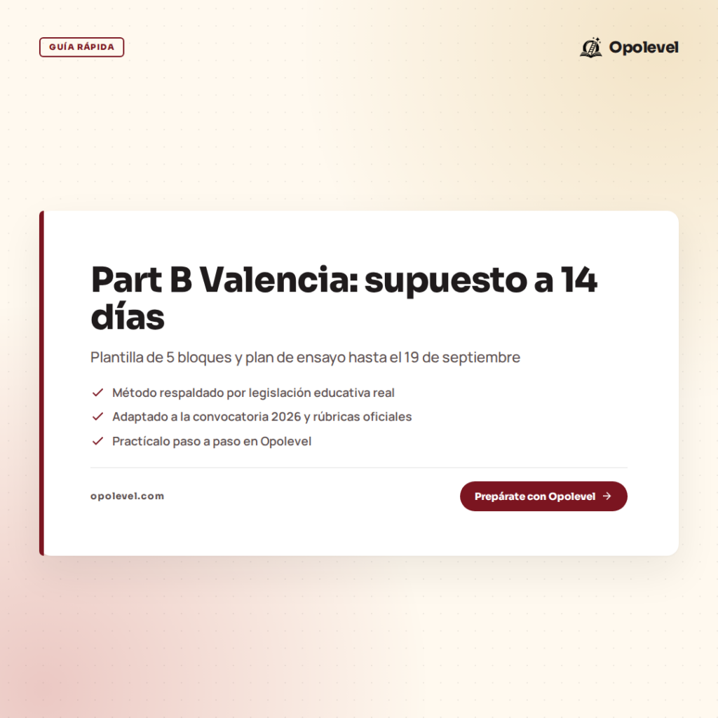 Part B oposiciones Valencia 2026: plantilla de supuesto práctico a 14 días