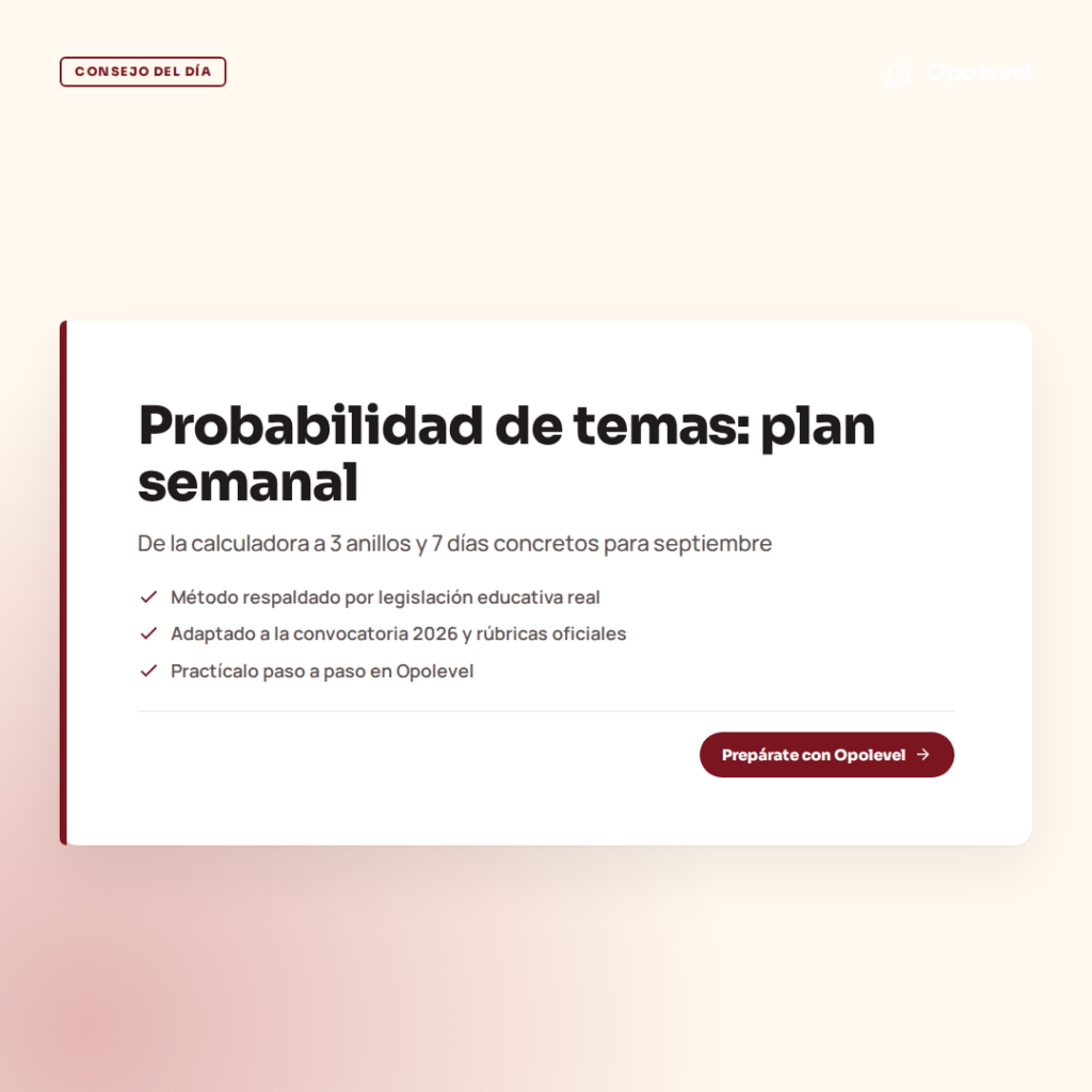 Probabilidad de temas en oposiciones: de la calculadora al plan semanal de septiembre