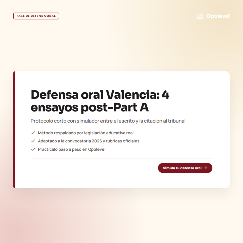 Defensa de la programación Valencia 2026: 4 ensayos con simulador entre Part A y la citación