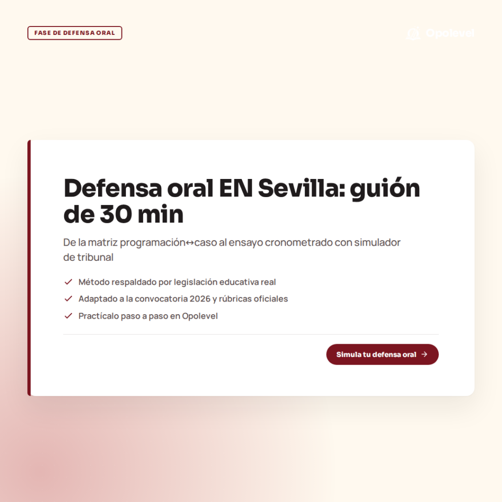 Elaboración y defensa en inglés Secundaria (Sevilla): guión oral de 30 minutos con simulador
