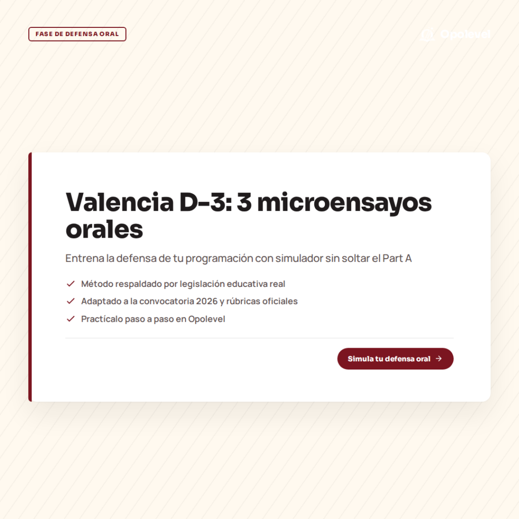 Defensa de la programación Valencia 2026: 3 microensayos con simulador a 3 días del Part A