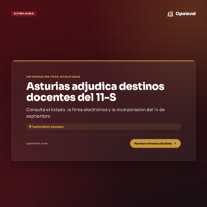 Adjudicación de destinos docentes de Asturias del 11 de septiembre de 2026