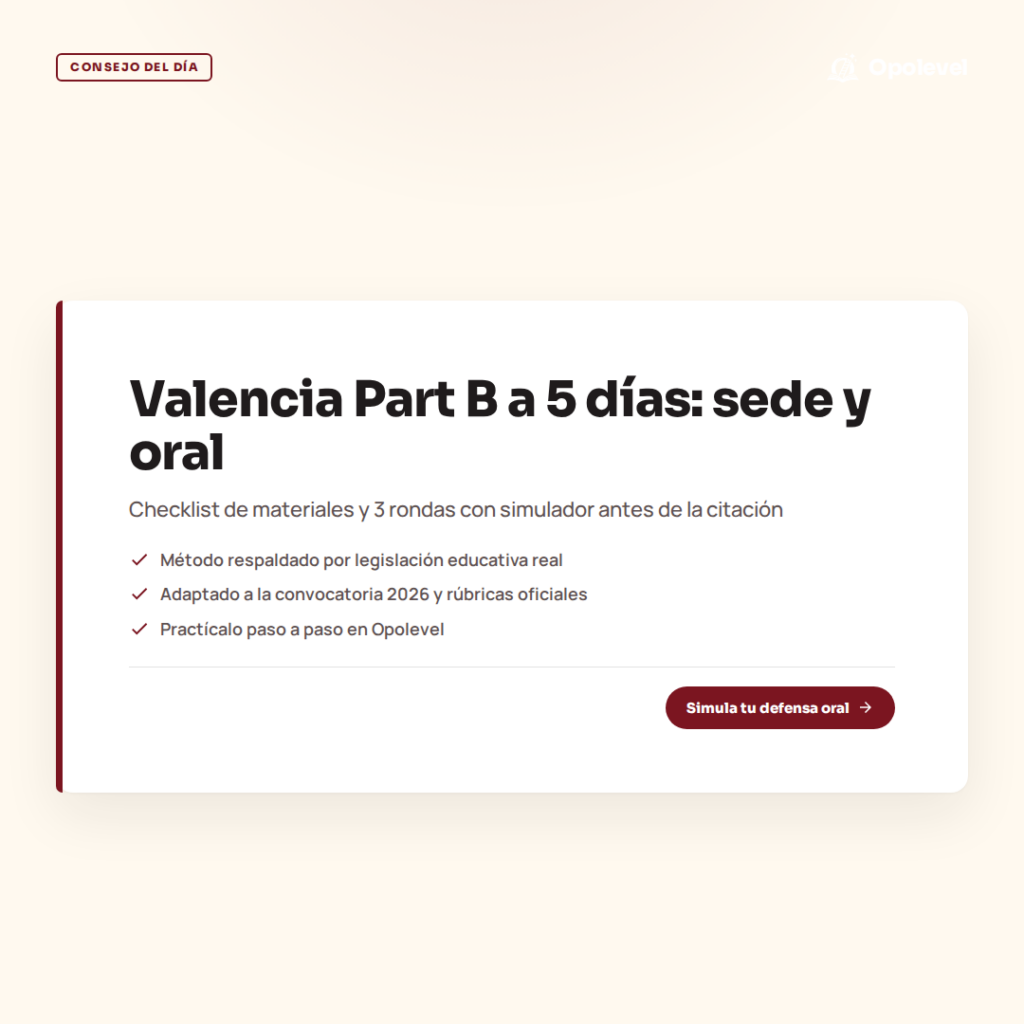 Valencia Part B a 5 días: checklist de sede y puente al oral con simulador