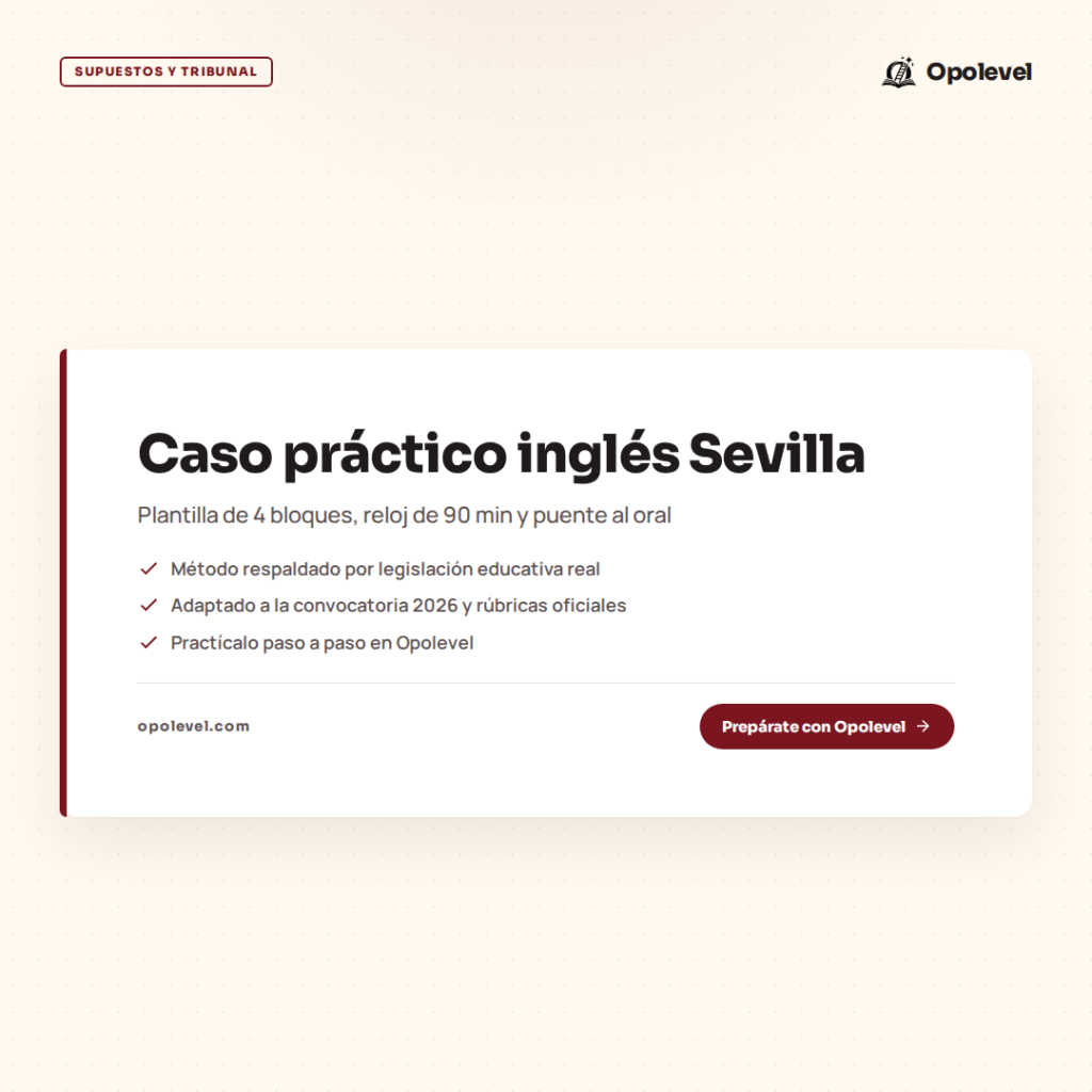 Caso práctico de inglés Secundaria Sevilla: plantilla de 4 bloques y puente al oral