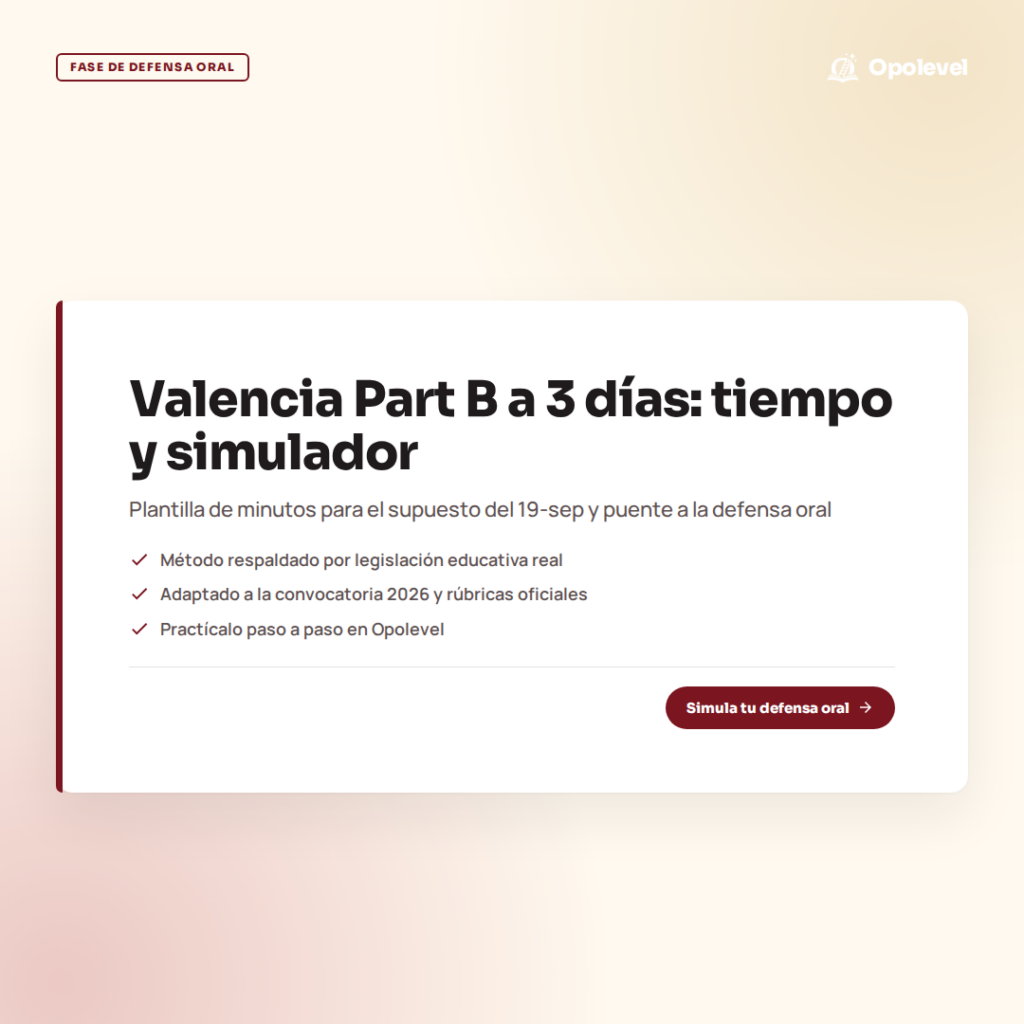 Valencia Part B a 3 días: reparto de tiempo del supuesto y 3 rondas con simulador