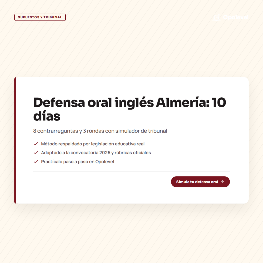 Elaboración y defensa en inglés Secundaria (Almería): plan de 10 días con simulador