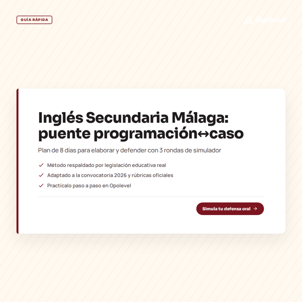 Elaboración y defensa en inglés Secundaria (Málaga): puente programación↔caso en 8 días con simulador