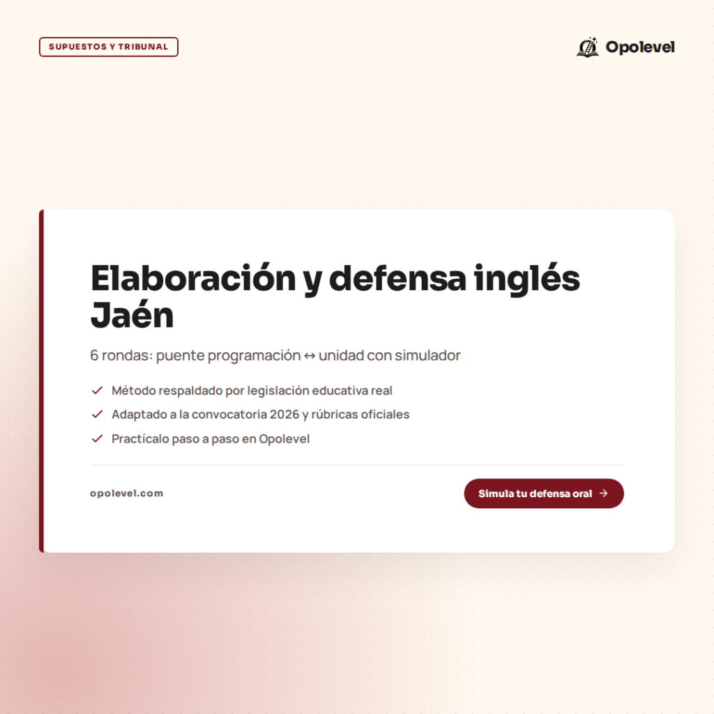 Elaboración y defensa en inglés Secundaria (Jaén): 6 rondas programación↔unidad con simulador