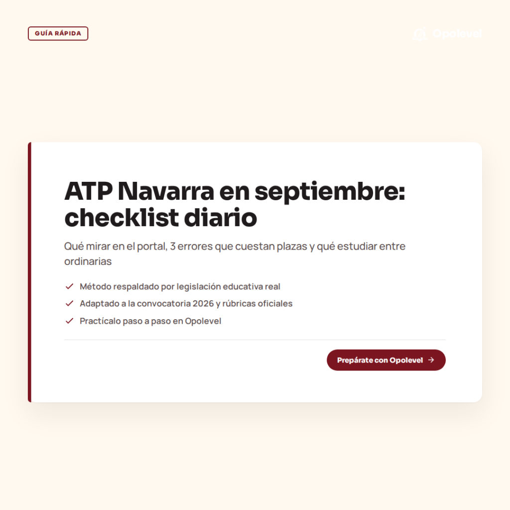 ATP Navarra en septiembre: checklist diario del portal (y qué estudiar entre ordinarias)