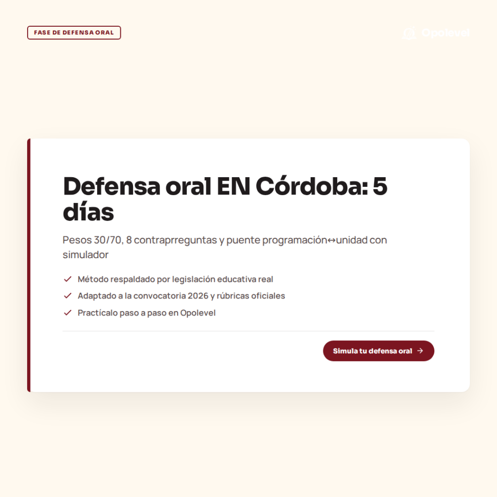 Elaboración y defensa en inglés Secundaria (Córdoba): 5 días y 8 contraprreguntas con simulador