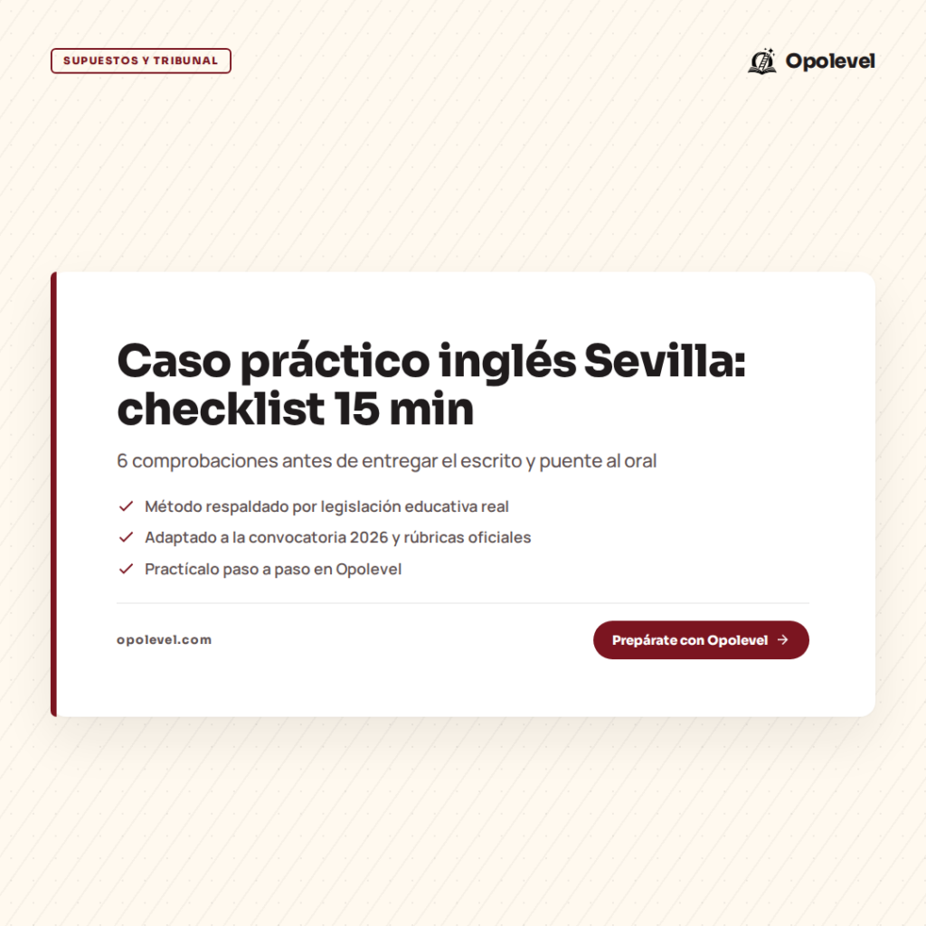 Caso práctico de inglés Secundaria Sevilla: checklist de 15 minutos antes de entregar