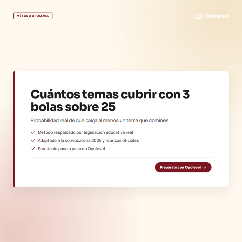Calculadora de temas para Maestros: cuántos necesitas con 3 bolas sobre 25