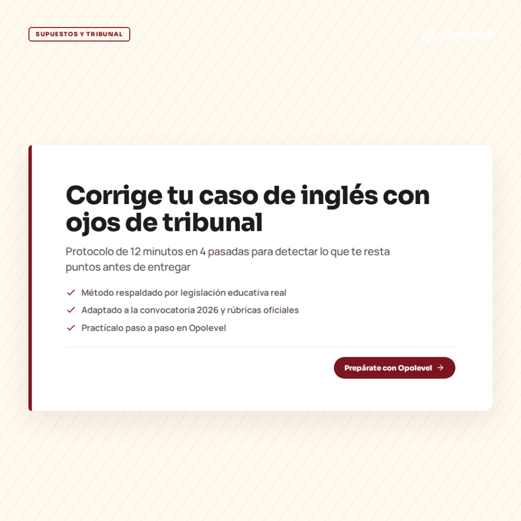 Corrige tu caso práctico de inglés Secundaria con ojos de tribunal: 12 minutos y 4 pasadas