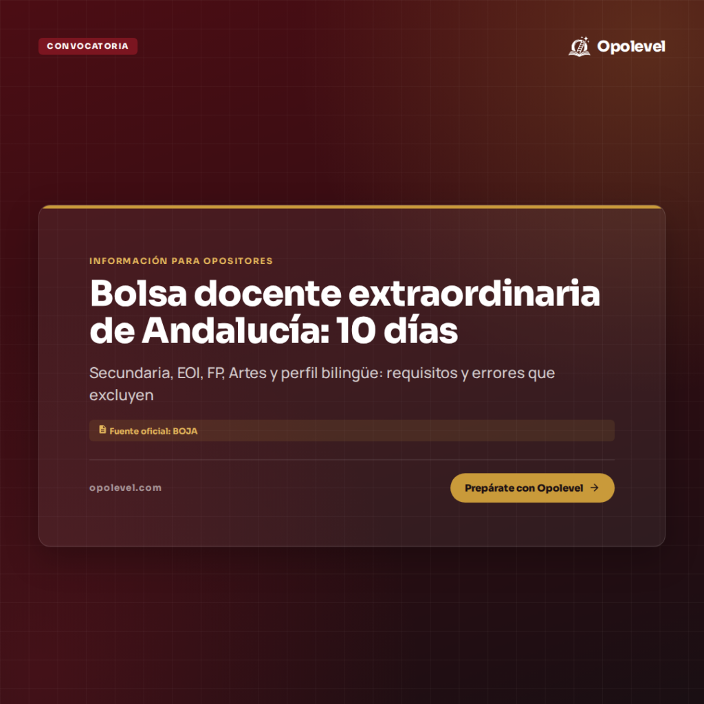 Bolsa docente extraordinaria de Andalucía: 10 días para entrar sin oposición