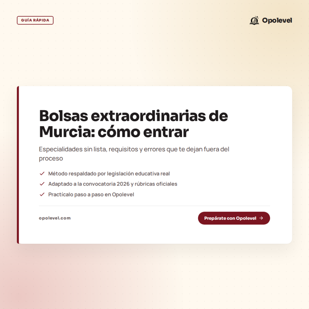 Bolsas extraordinarias de interinos en Murcia: cómo entrar por especialidades sin lista