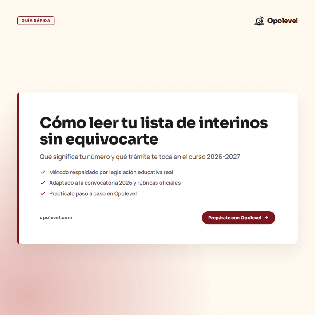 Cómo leer las listas de interinos docentes 2026-2027: qué significa tu número y qué trámite te toca