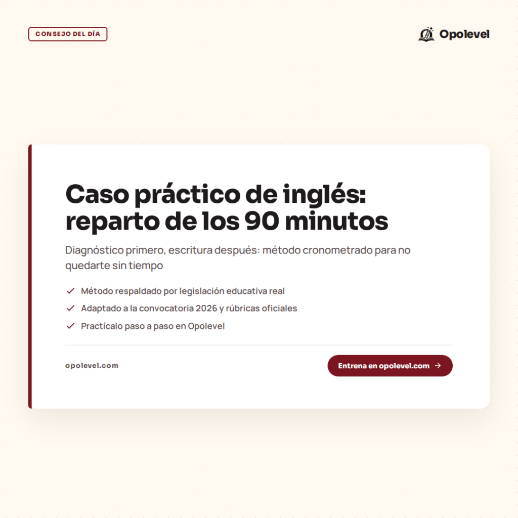 Caso práctico de inglés Secundaria: reparto de los 90 minutos (y el diagnóstico que casi nadie cierra)